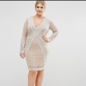 Beaded Long Sleeved Cocktail Dress